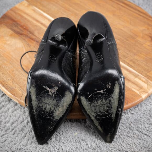Tory Burch Hawthorn Black Oxford Brogues Tassels Patent Leather Stiletto 7.5 - Picture 6 of 7